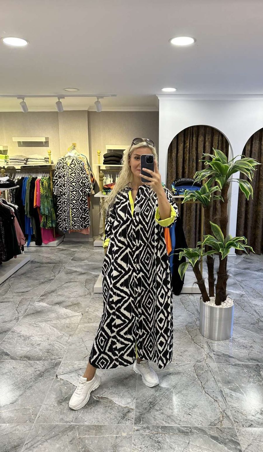 Poplin Kumaş Gömlek Elbise Yeşil Detay - Görsel 2