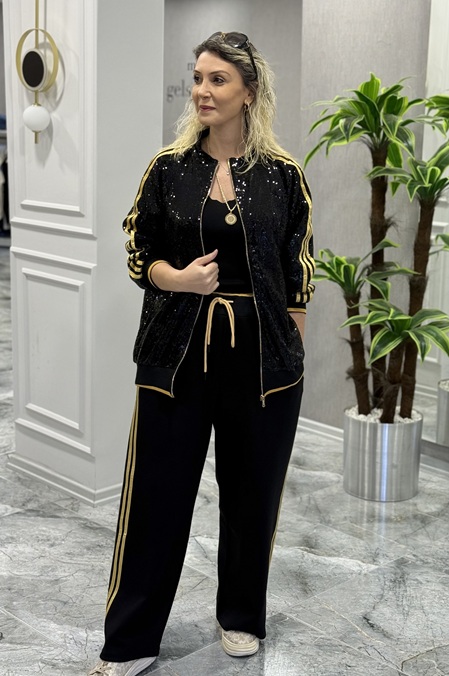 Payet İşlemeli Takım Siyah